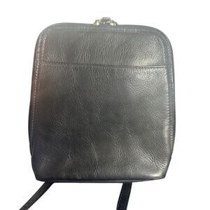 Le Donne Leather Black Crossbody Bag Minimalist Leather Sling Purse small